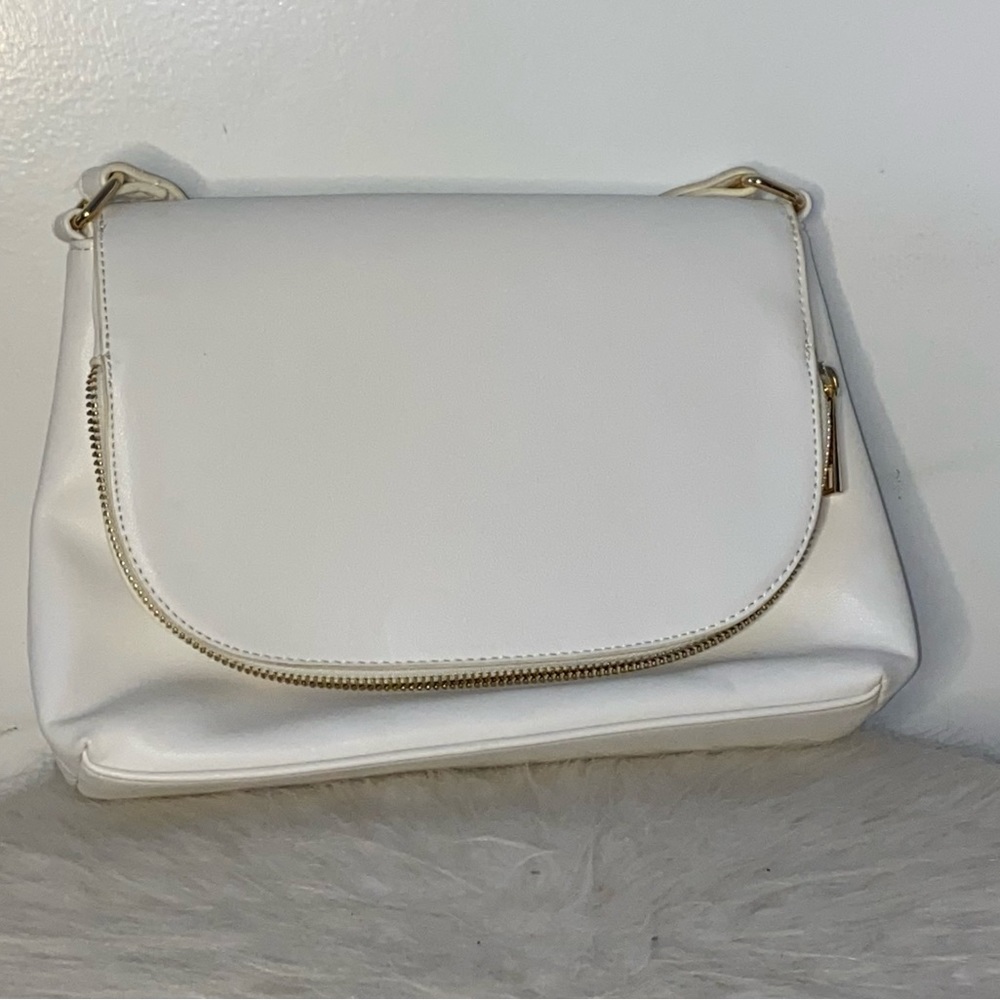 White Crossbody Bag with small gold colored details